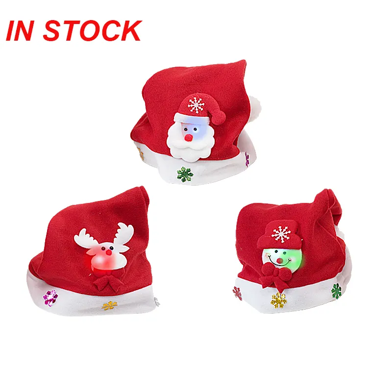 Оптовая цена от фабрики Jintai, лидер продаж, 2024, новый дизайн, шляпы Санта-Клауса для взрослых с Рождеством и светом