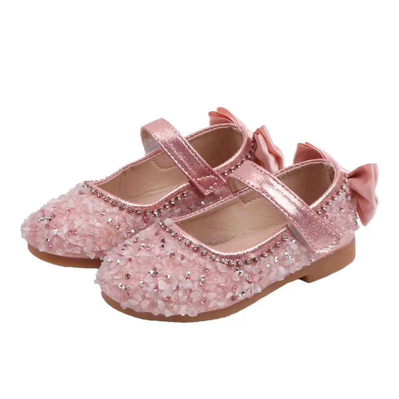 Scarpe eleganti per bambini, fiocco per ragazze tacchi bassi scarpe eleganti da principessa scarpe da festa per bambini lucide