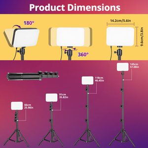 RGB Photography Video Lighting Studio <strong>Lights</strong> with Adjustable Tripod Stand for Video Recording Live Streaming Make up Vlogging - Product Image 6