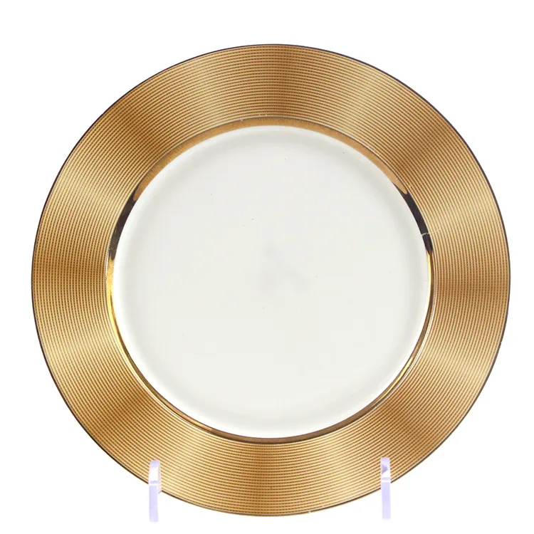 Pratos cerâmicos Hot sale customized dinner plates domésticos Porcelain charger plates com vários designs