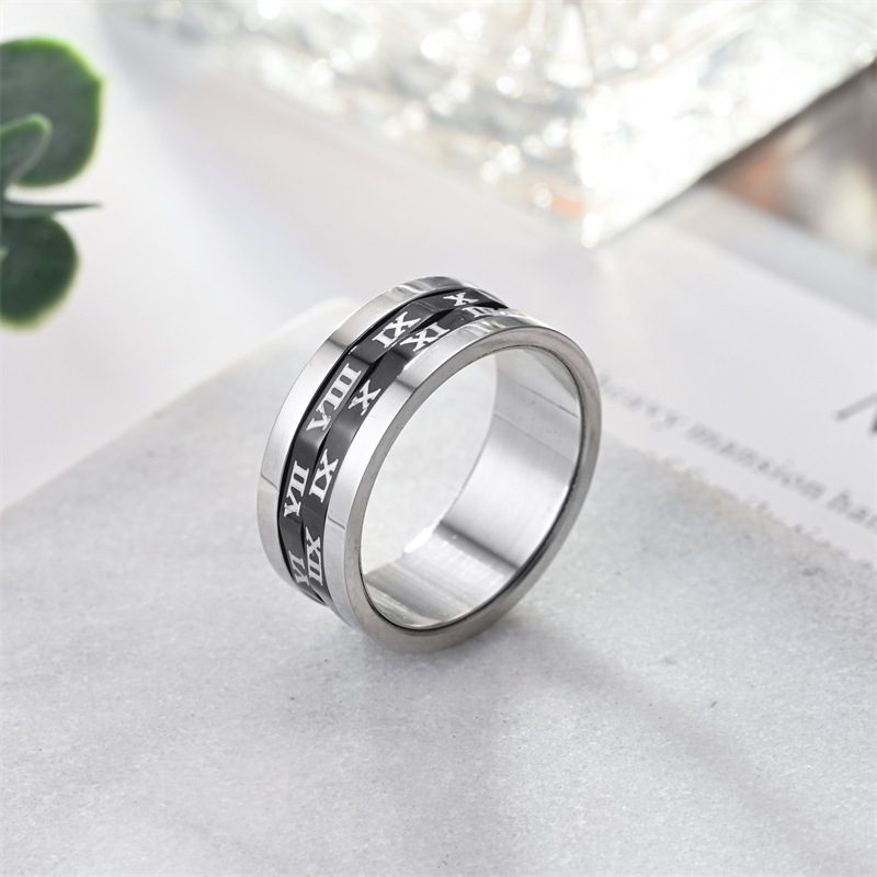 Anillo de la suerte con números romanos de doble tela de 8x1,5 cm