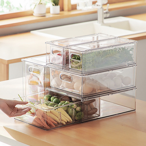 引き出し付きキッチンプラスチッククリア収納コンテナビン冷蔵庫オーガナイザービン - Product Image 2