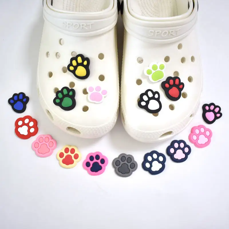 Gran oferta, abalorios de zapatos para niños personalizados con huella de Animal, hebilla, accesorios para zapatos, decoraciones para zapatos, regalos para zuecos, abalorios de goma de Pvc