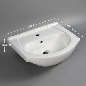 Lavatório Lavatório Banheiro 81mm L x 395mm W Cerâmica Mid-Edge Inset Bacia <span class=keywords><strong>Sink</strong></span> com tigela mergulhada com transbordamento