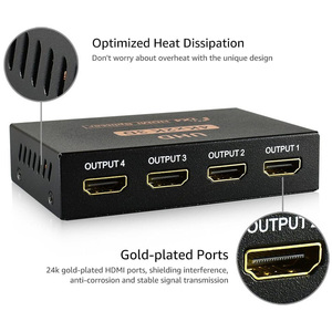 Full HD 4K x 2K HDMI 1 4 out Splitter HDMI 1x4 Splitter <span class=keywords><strong>AC</strong></span> adaptörü çift/ayna ekran desteği 2K x 4K 2160P 3D ses