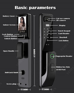 Tuya telecamera Wifi serratura porta elettronica 3d volto riconoscimento digitale serratura porta porta blocco scheda Video Intercom codice chiave Smart Lock - Product Image 6