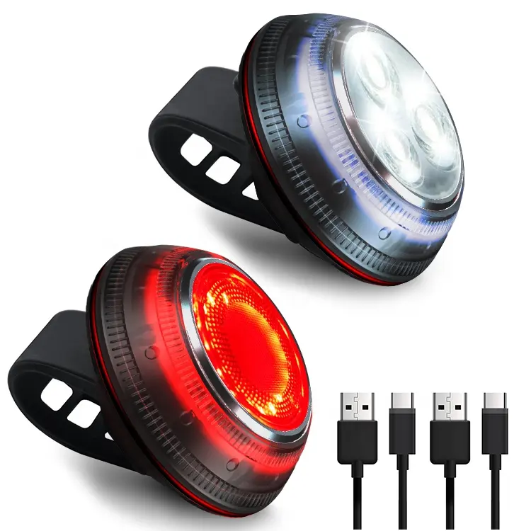 Umione IP66 Chống Nước UFO Phía Trước LED Xe Đạp Ánh Sáng Xe Đạp Đuôi Ánh Sáng Xe Đạp Phía Sau Ánh Sáng