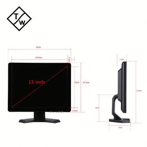 Alta calidad 15 pulgadas HD VGA entrada montaje en pared LCD Monitor de computadora 4:3 negocios pantalla táctil altavoz reemplazo uso de escritorio