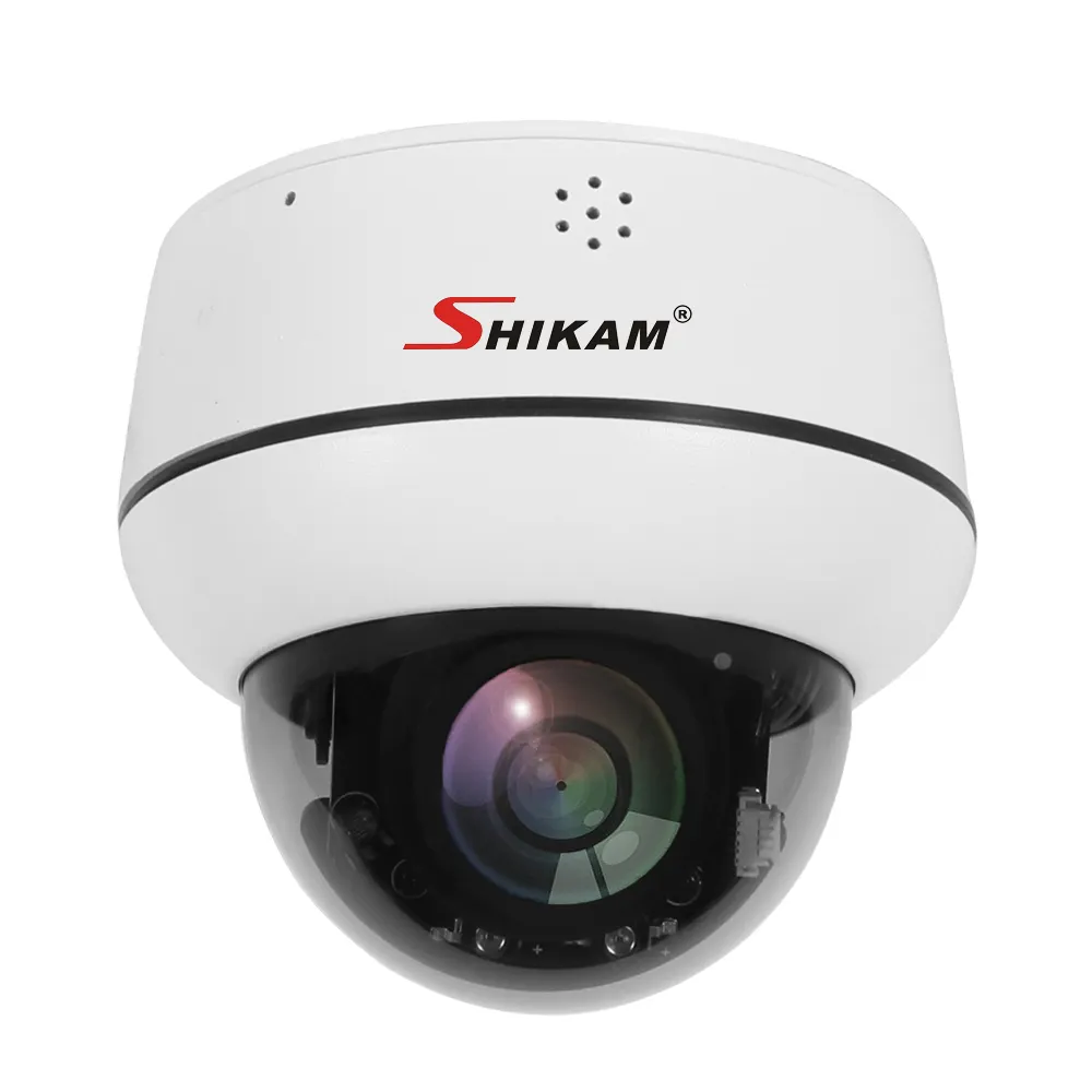 Fábrica SHIKAM H.265 4MP Segurança Ao Ar Livre 5X Zoom Two Way Áudio POE Rede CCTV PTZ Câmera IP