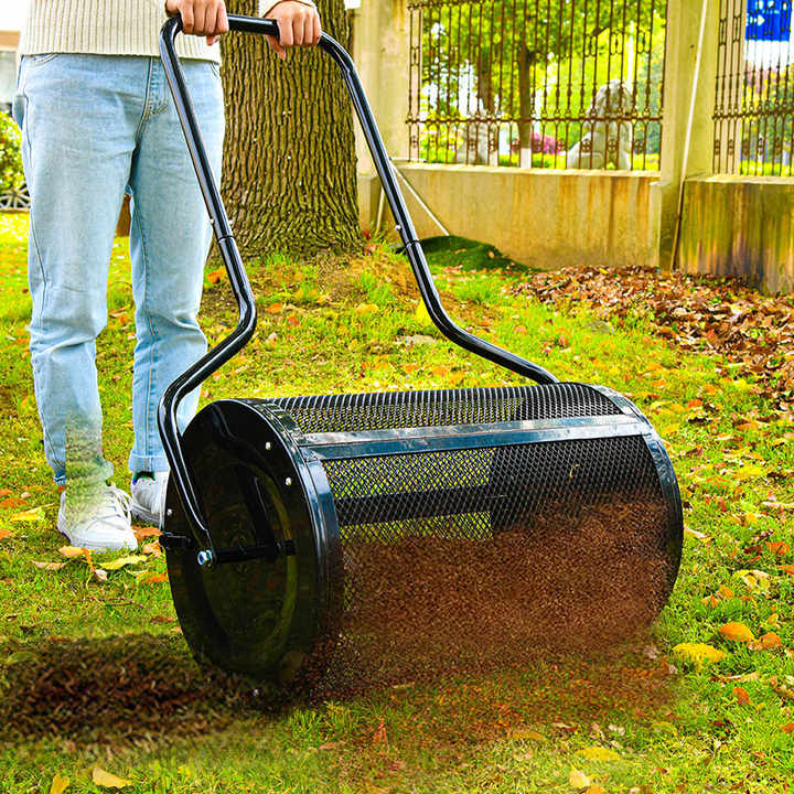 Vertak Metal Mesh Compost Spreader Roller Multi-Purpose 24 Inch Manual Fertilizer Spreader for Lawn