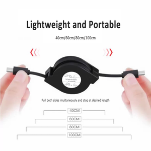 Quà Tặng Tùy Chỉnh 3A 66W Nhanh Chóng Sạc <span class=keywords><strong>USB</strong></span> Cáp Phẳng Có Thể Thu Vào 1M Cáp Dữ Liệu Loại C Để C Cho Iphone Samsung Huawei Xiaomi - Product Image 4