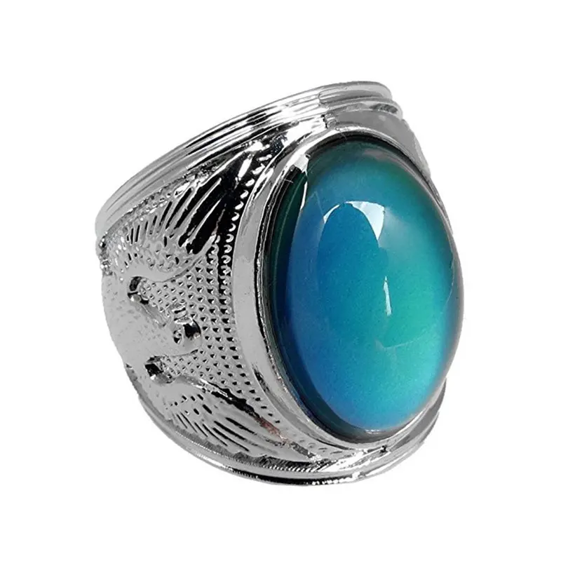 Nuovo stile in acciaio inox anello regolabile Mood Ring misto con quarzo termocromico per gli uomini decorazione lega di zinco placcato emozione