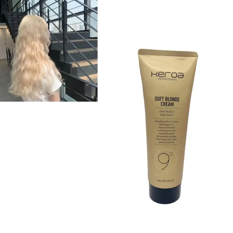 Crema para aclarar el cabello de decoloración rápida y fácil, crema para blanquear el cabello personalizada, blanqueador de cabello de hasta 9 niveles