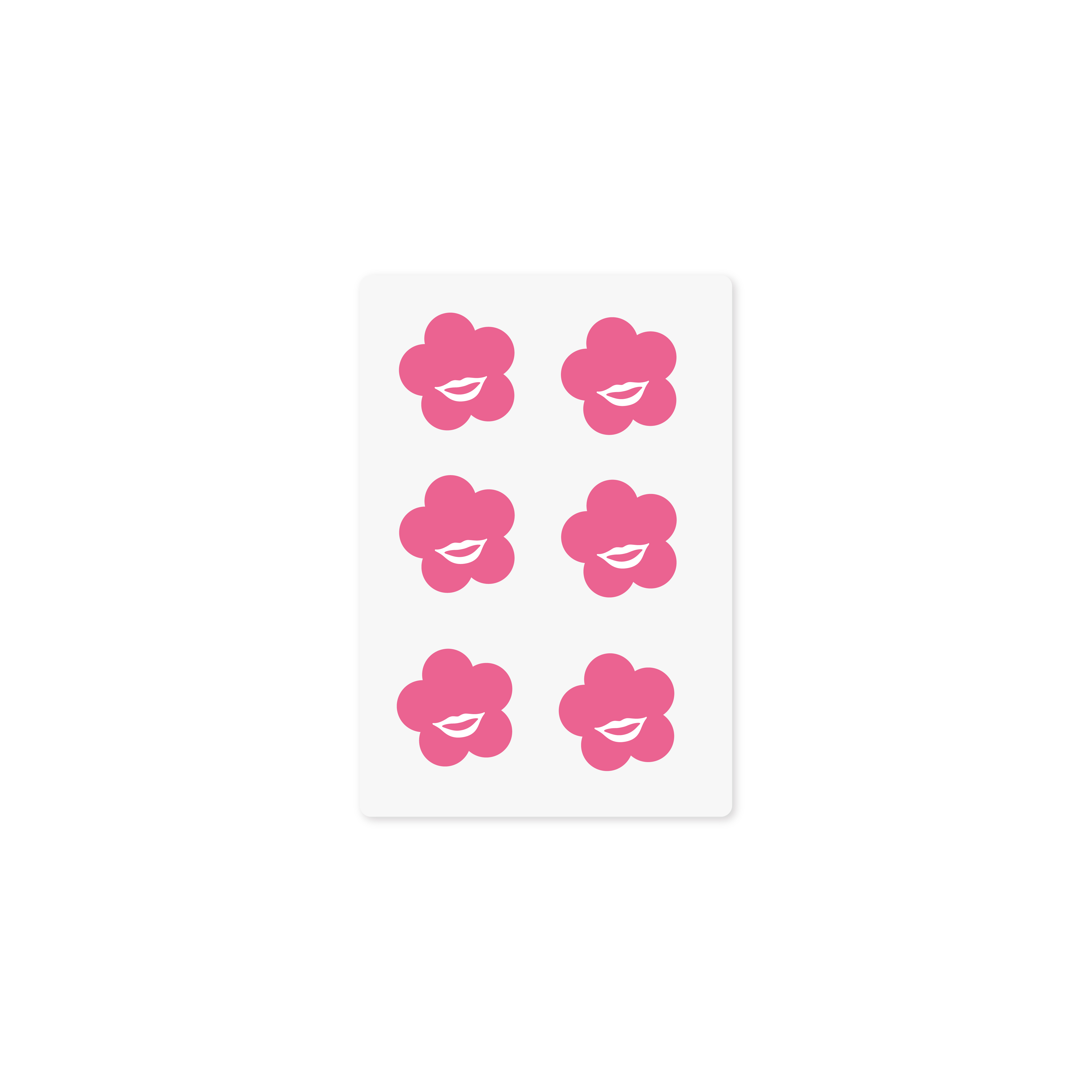 Six pink flower-shaped stickers