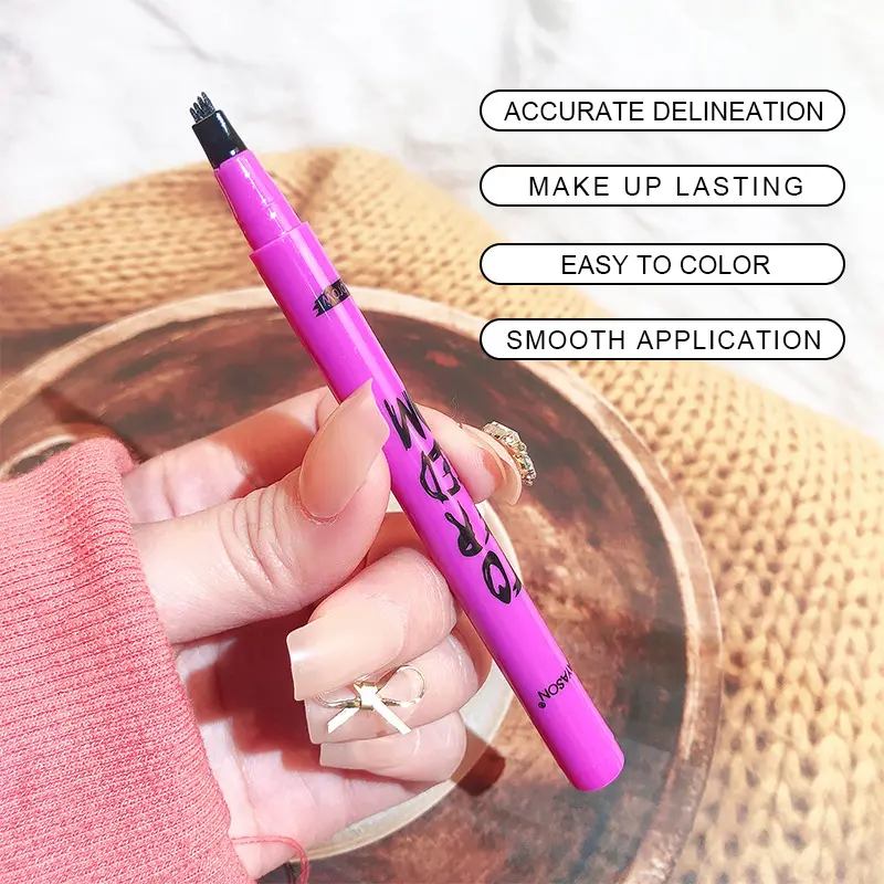 Maquillaje De Nina, Pensil Alis Empat Kepala Celup, Cair Ramping Eyeliner 3 Warna Tahan Lama Tahan Air