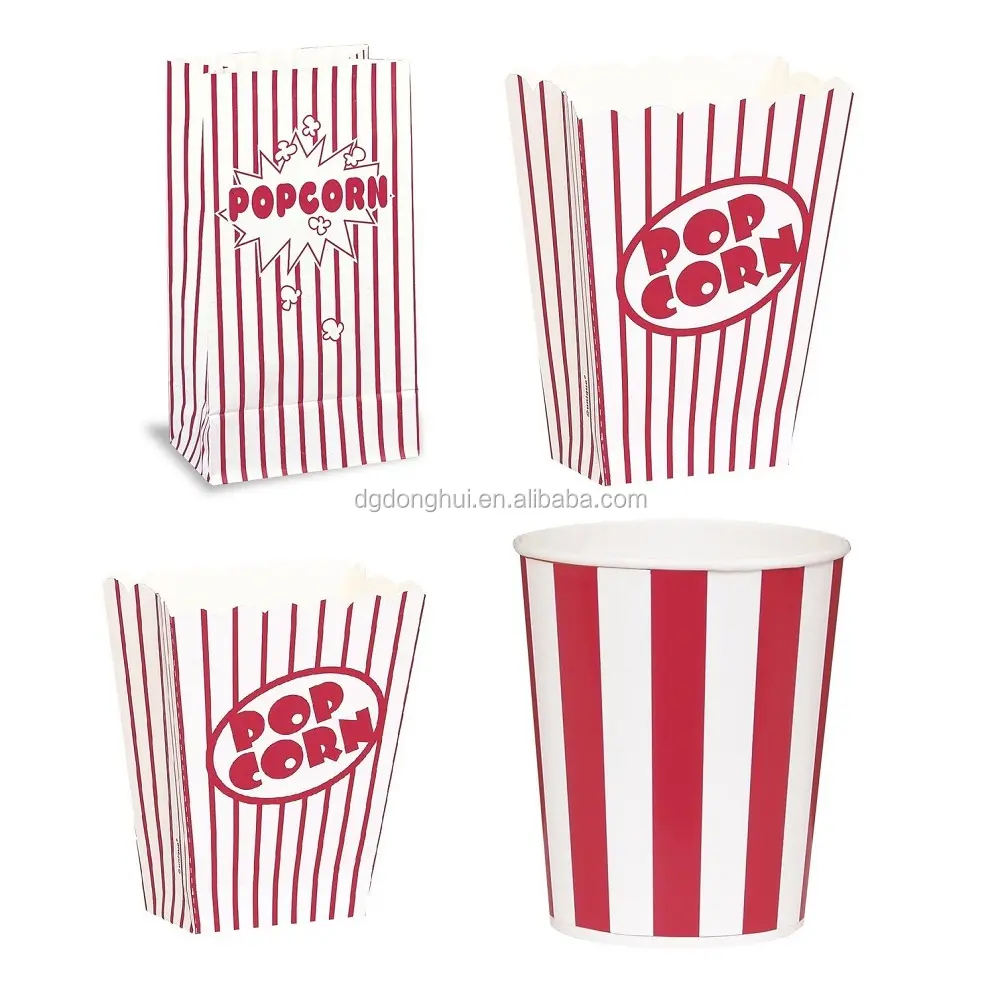 Embalagem de papel de popcorn para cinema, caixa clássica de papel comestível