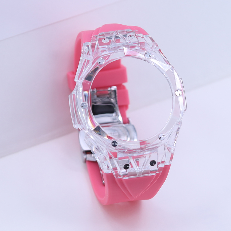 Transparent case pink strap