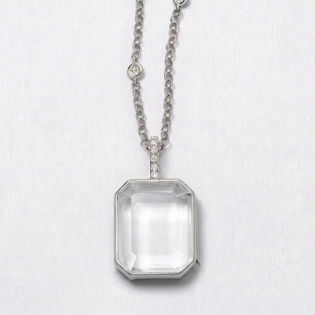 Collier boîte carrée en argent-boîte vide
