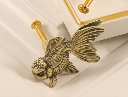 Butterfly goldfish copper handle-antique finish-single piece