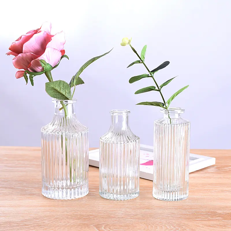 Оптовая продажа, современная простая декоративная маленькая стеклянная ваза для цветов, Прозрачный Горшок для растений, недорогие прозрачные стеклянные хрустальные вазы