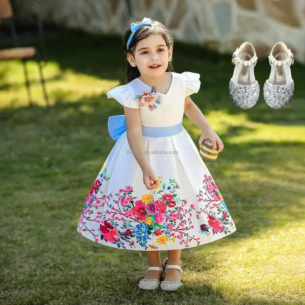 MQATZ 2023 Newborn Kids Flower Party dress print design backless Baby Frock Children Princess Dress L2033XZ