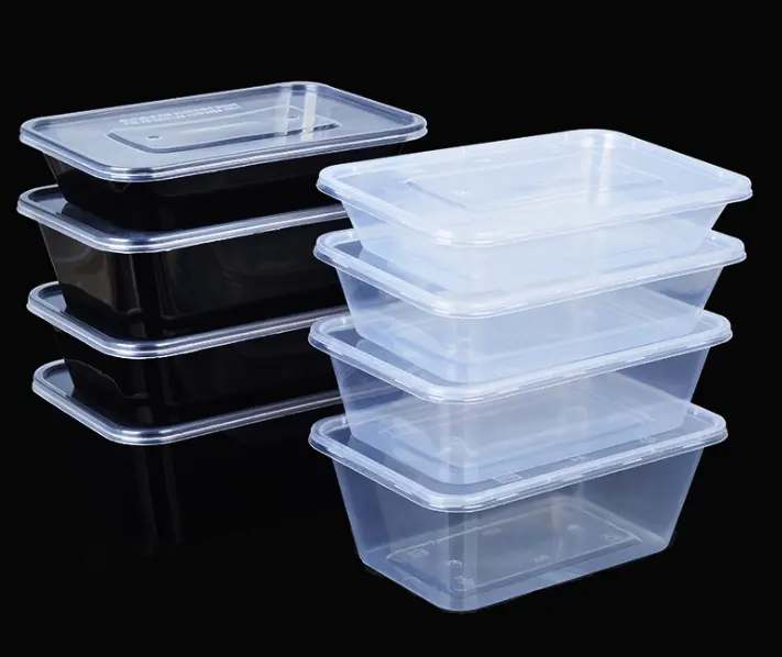 Contenitore di alimento di plastica eliminabile rettangolare trasparente di vendita caldo 1000ml, contenitore di pranzo dell'alimento microwavable dei PP