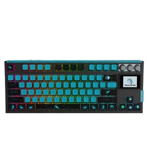 Skyloong最新GK87 Pro 3模式RGB屏幕Gateron Kailh开关粉色和蓝色主题机械键盘，带布丁键帽 - Product Image 1