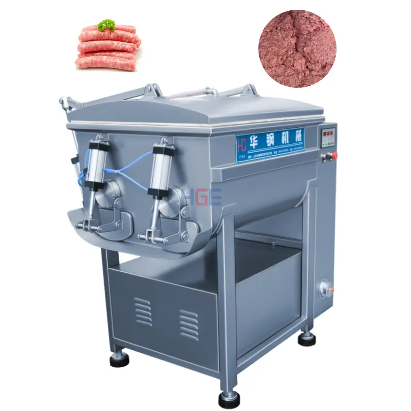 Mezclador de carne de doble eje al vacío de 300 litros, máquina mezcladora eléctrica para relleno de carne, mezclador de carne al vacío usado para salchichas