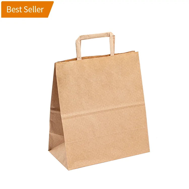 Custom Printed Brown Kraft Shopping Paper Bag With Handles