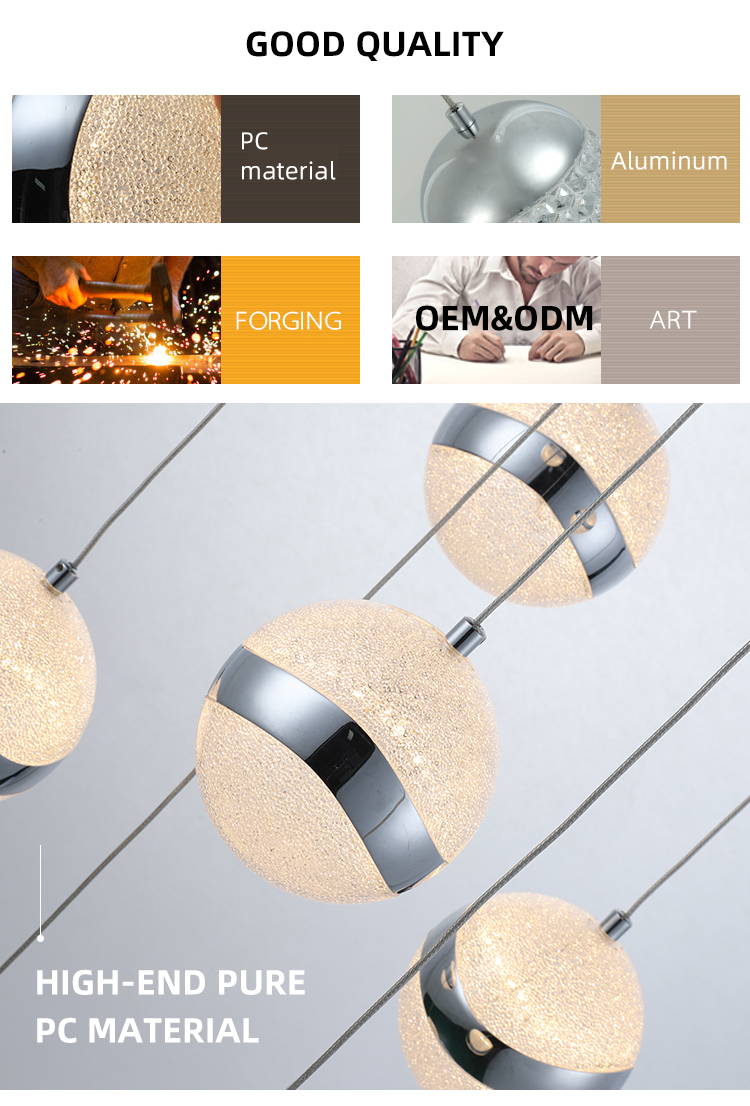 Nordic Lamps Simple Personality Living Room Dining Decorative Ball Crystal Modern Led Pendant Light