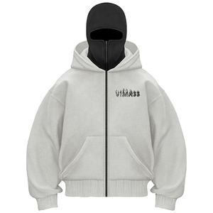 Hoody üreticisi özel yüksek kalite erkek tam yüz maskeli <span class=keywords><strong>Zip</strong></span> up Balaklava pamuk kapüşonlu Hommes Balaclava fermuarlı kapüşonlu kıyafet