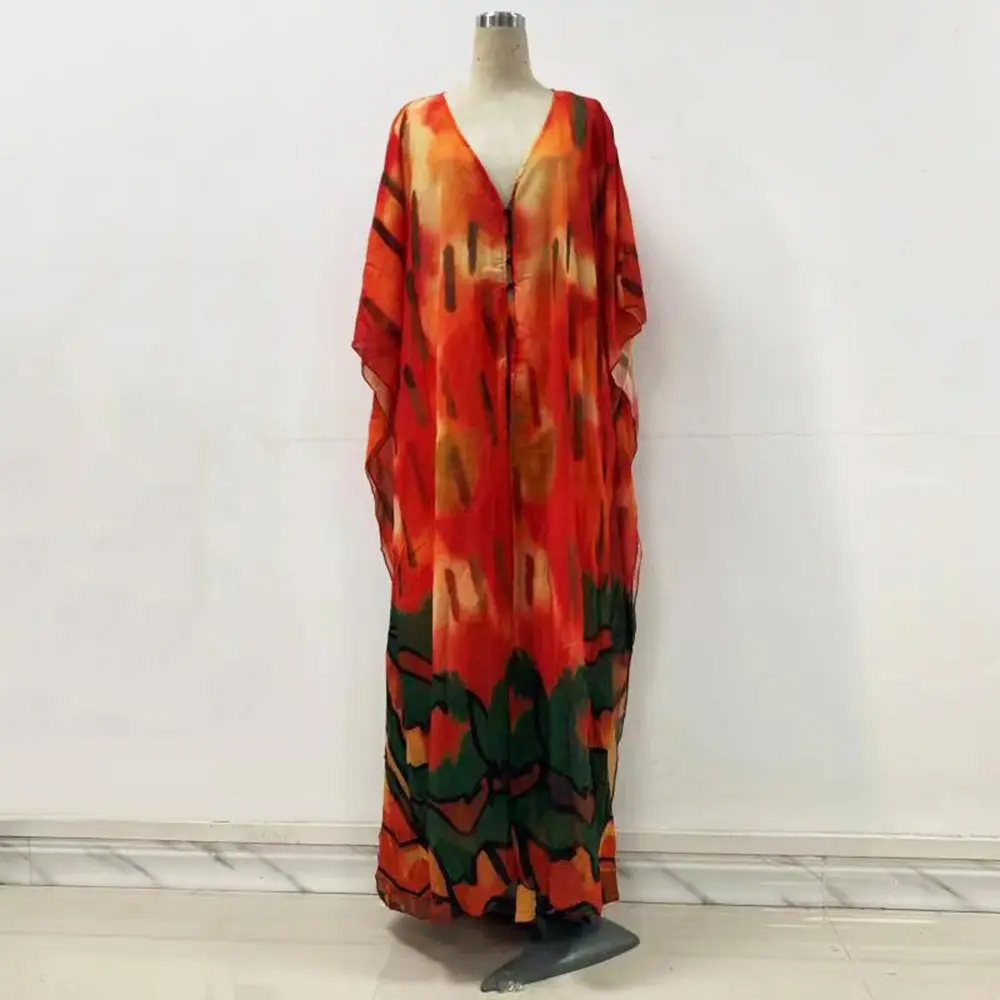 Mujeres Maxi vestido verano 2023 ropa Floral estampado elegante casual cuello en V vestidos sueltos