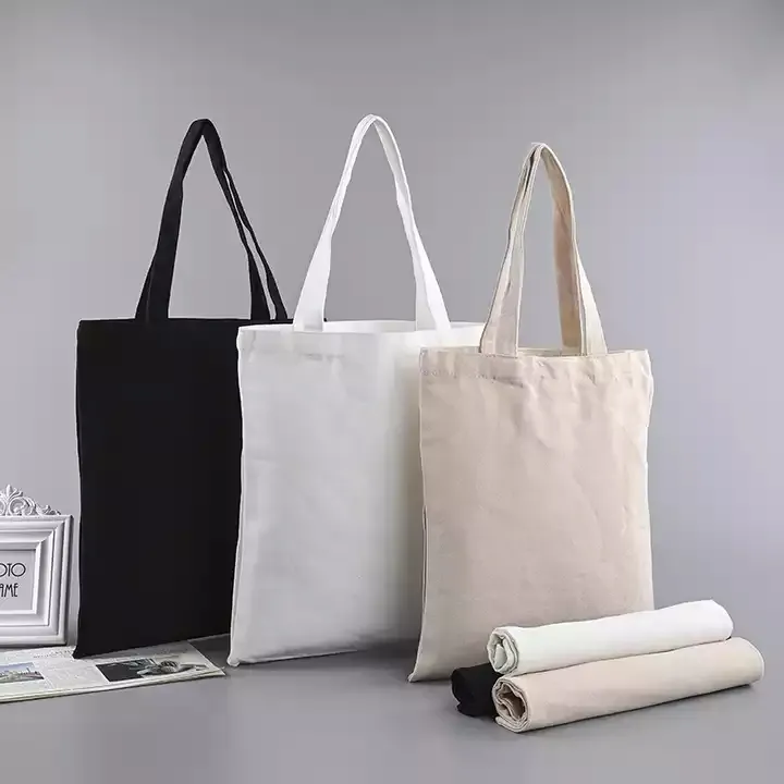 Özel Logo baskılı boyut kullanımlık pamuk kadın erkek seyahat alışveriş çantası depolama alışveriş çantası kumaş kanvas kumaş plaj çantaları