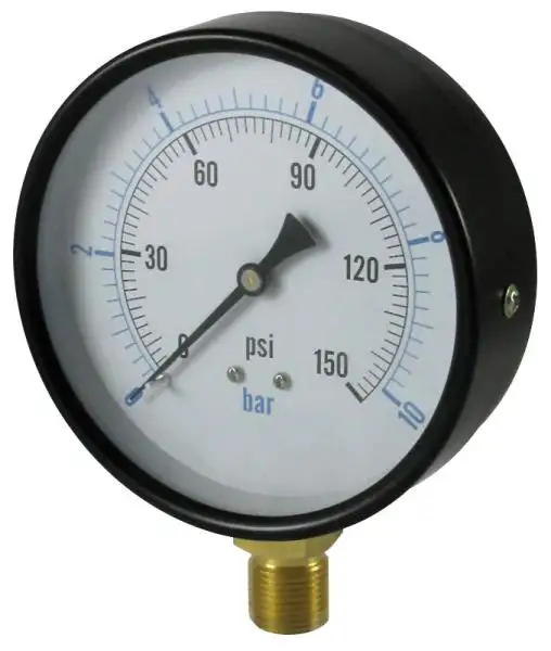 Manometer pengukur tekanan 63mm, pengukur tekanan koneksi bawah