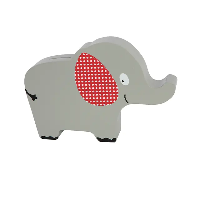 Hot Selling Kids Favorite Cute Wooden Elephant Piggy Bank Resin Animal Shape Money Box
