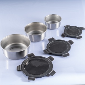 Contenedores de almacenamiento de alimentos de acero inoxidable con tapa Juego de 3 cajas de preparación de comidas Edificio de anidación 1500 ml + 800 ml + 400 ml - Product Image 3