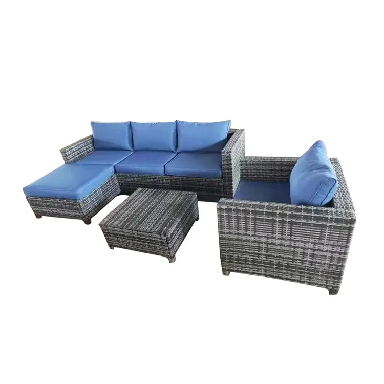 Juego de muebles de mimbre para exteriores, sillón de salón de lujo, conjunto de comedor de patio negro, conjunto de sofá de mimbre para todo tipo de clima