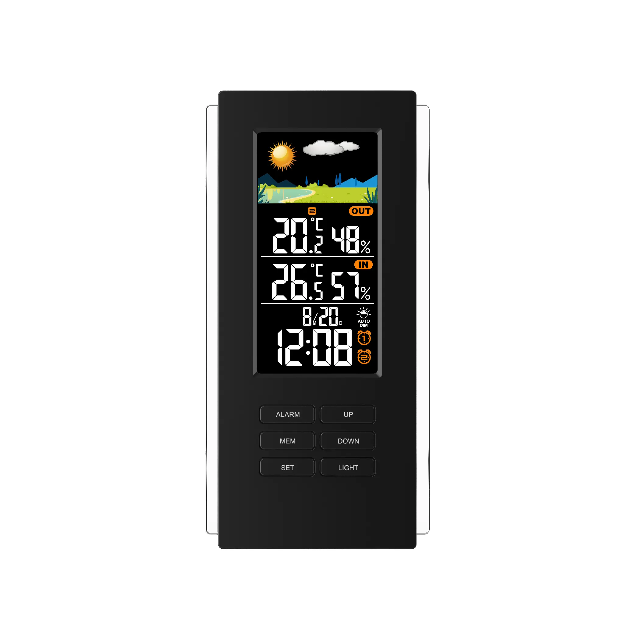 Radio Controlled Weerstation Indoor/Outdoor Digitale Hygrometer Thermometer Wekker Wandmontage Klok