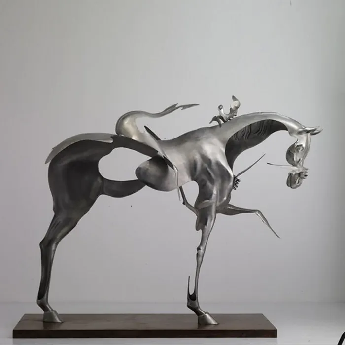 Sculpture grandeur nature célèbre de cheval d'acier inoxydable d'art moderne en métal