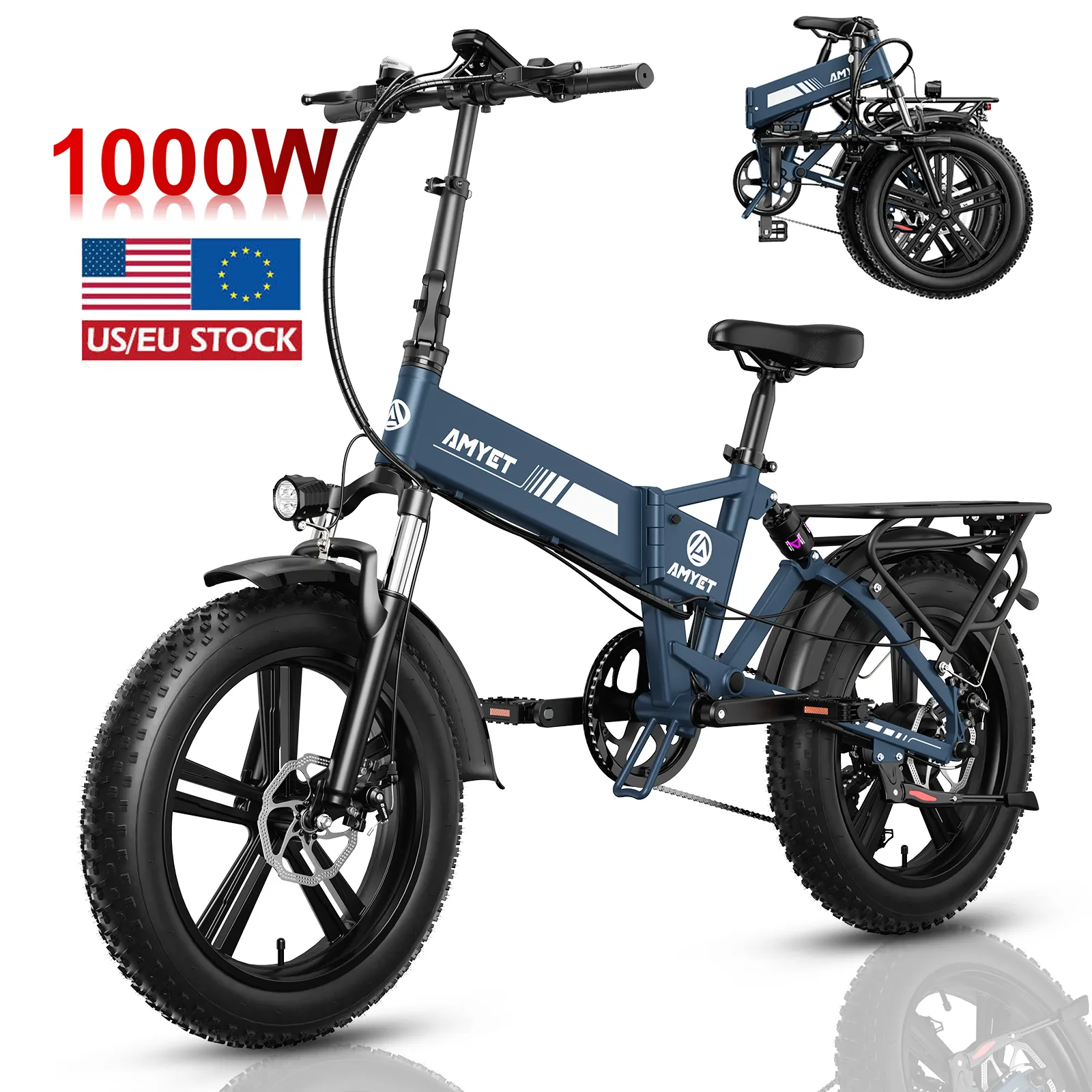 EU US STOCK pieghevole veloce moto da cross elettrico 750W 1000W 13Ah 48V grasso pneumatico montagna città strada bicicletta E bici