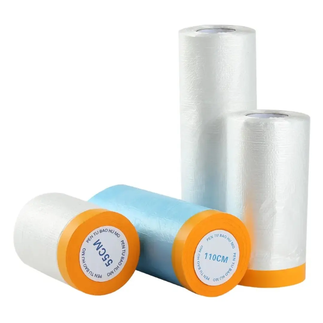 Película adhesiva blanca de protección de pintura plástica con cinta adhesiva