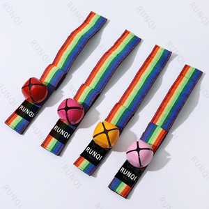 Customizable Bear Bells Adorned with Vibrant <strong>Rainbow</strong> Webbing Your <strong>Go</strong> to for Wilderness Protection Bell - Product Image 1