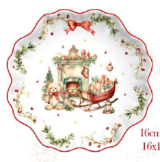 Plato de cerámica rojo navideño de 26 cm