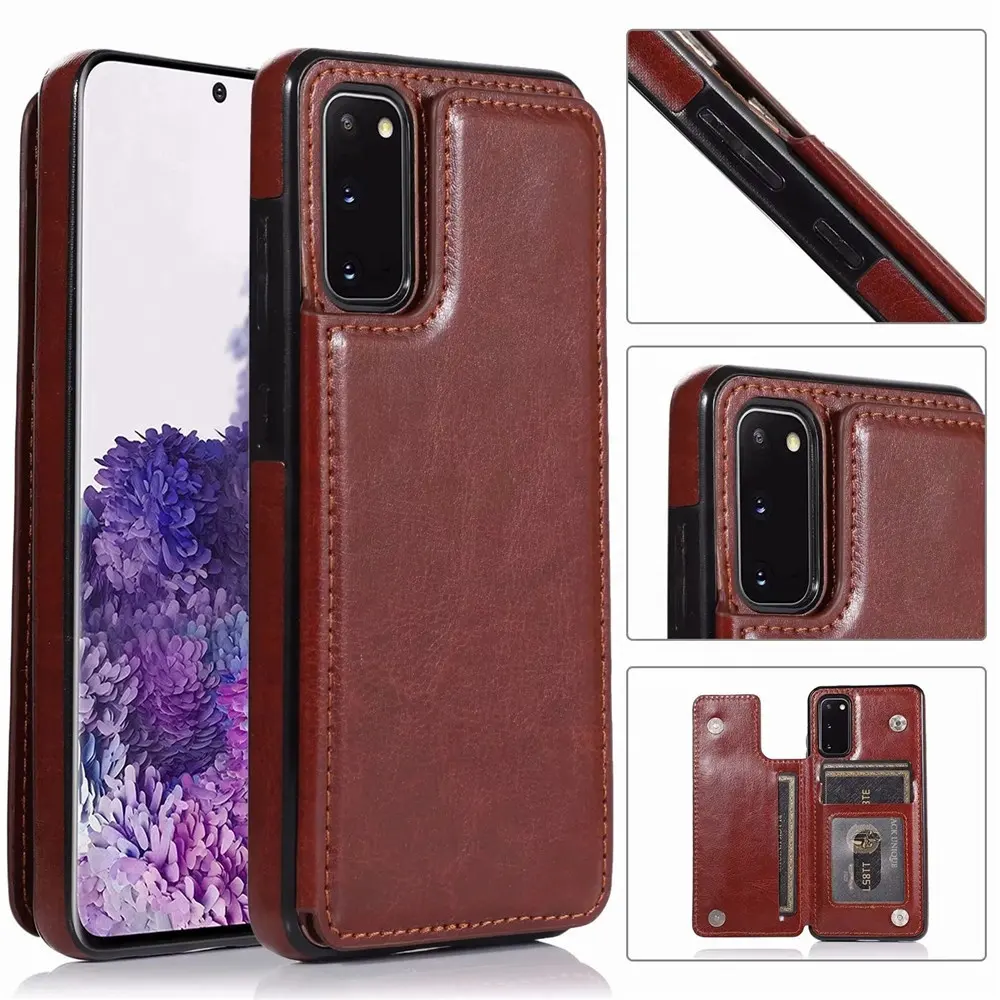For iPhone 12 Wallet Case with Card Holder Premium PU Leather Kickstand Card Slots Double Magnetic Clasp Shockproof Phone Case