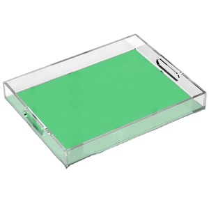 定制彩色亚克力托盘矩形亚克力托盘带手柄厨具食品托盘 - Product Image 2