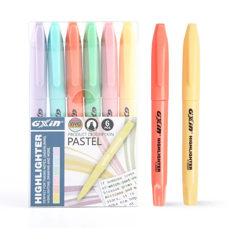 Gxin G-306000 custom Highlighters Writing Creativity 6 Colors mini Highlighter marker pastel highlighter set fluorescent pen