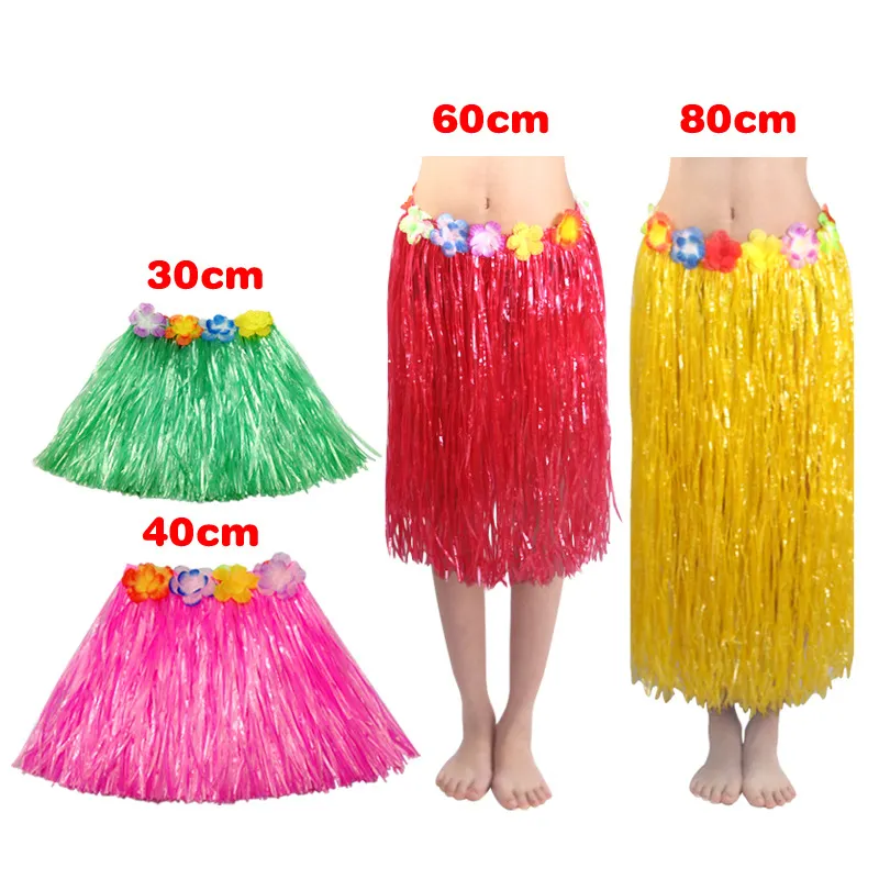 Traje de actuación Hula falda hula hawaiana longitud 30cm-80cm falda hula para niños adultos