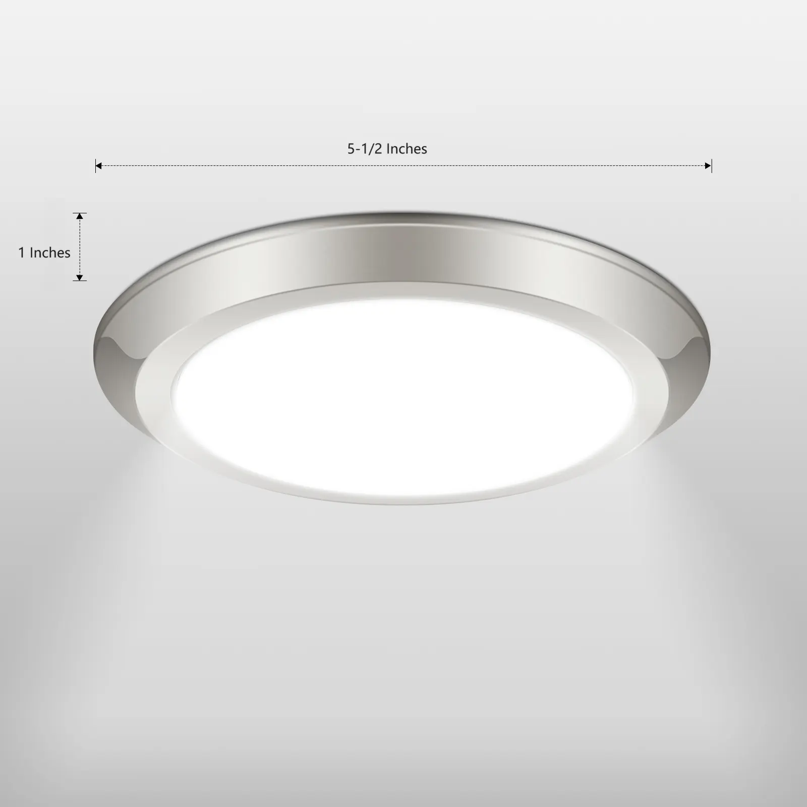 Luz de disco LED regulável de baixo perfil listada ETL, luminária de teto embutida de montagem embutida de 5,5 polegadas, 12W, 3000K branco quente, luminária de montagem em superfície