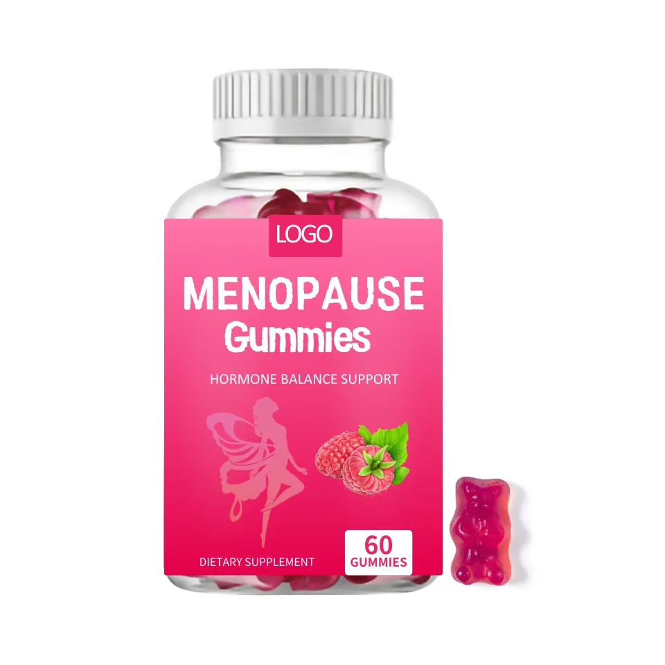 ตัวอย่างฟรี Gummies บรรเทาอาการตกแต่งเดือนบรรเทาความวิตกกังวลอารมณ์สนับสนุน Gummies สุขภาพของผู้หญิงกลุ่มสีดํา