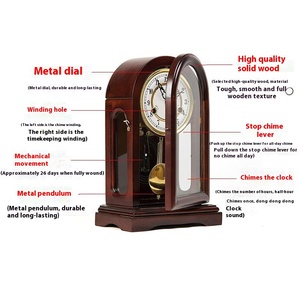 Đồng hồ cơ khí hiện đại phong cách cổ xưa phong thủy zhenzhai rắn gỗ chấm con lắc quanh co chuỗi đồng hồ phong cách cổ - Product Image 3